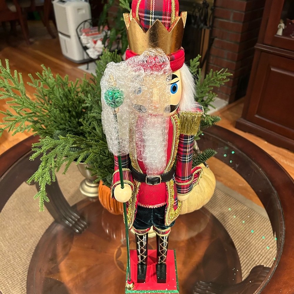 Neiman Marcus Red and Gold Nutcracker with Green Accents - Picture 2 of 14
